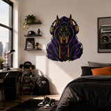 Doberman Gamer Wall Decal | Gaming Doberman Wall Sticker | Purple Hoodie Dog Decor | Teen Game Room Wall Art | Gamer Bedroom Wall Decoration