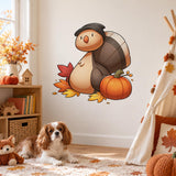 Thanksgiving Turtle and Pumpkin Wall Decal | Cute Fall Vinyl Wall Sticker | Autumn Nursery Decor | Classroom Decoration | Kids Room Decor