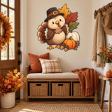 Cute Thanksgiving Turkey Wall Decal | Fall Harvest Pumpkin Vinyl Wall Sticker | Cartoon Classroom and Kids Room Decor | Autumn Decoration