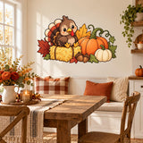 Cute Turkey Pumpkin Wall Decal | Thanksgiving Vinyl Wall Sticker | Fall Harvest Decor | Cartoon Autumn Decor | Kids Classroom Wall Decor