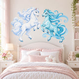 Pair of Unicorn Vinyl Wall Decal | Blue and Turquoise Fantasy Horse Wall Sticker | Pastel Unicorn Nursery Decor | Kids Bedroom Wall Decor