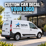 Custom printed vehicle logo decal, contour cut around the artwork without a surrounding rectangular background.