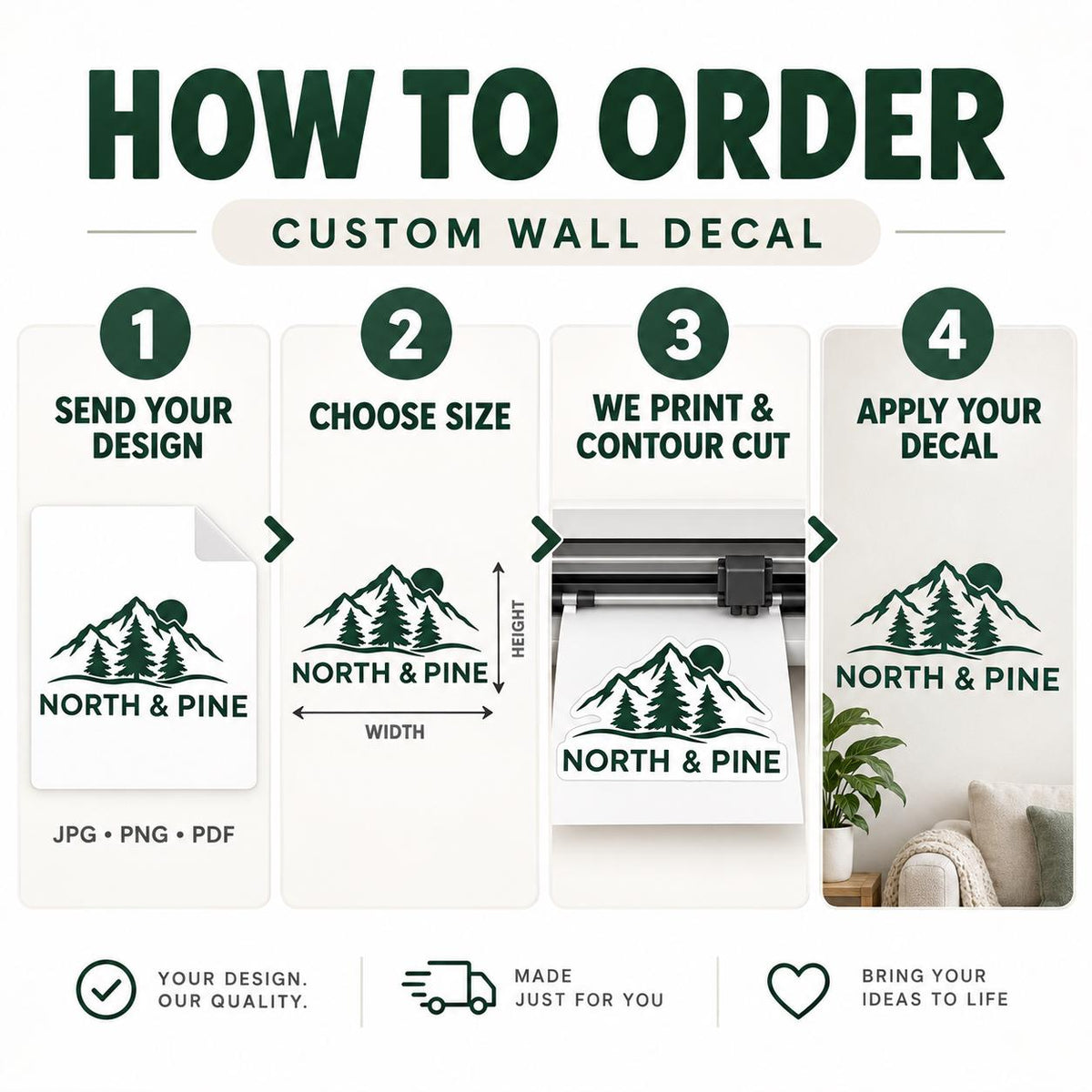 Custom Wall Vinyl Decal | Your Logo or Artwork | Without Background | Contour Cut