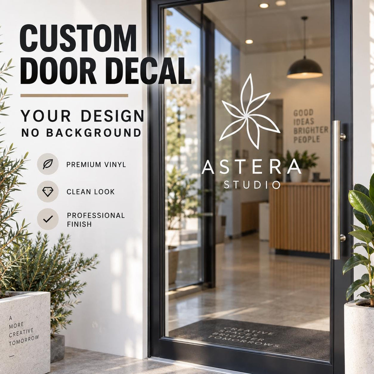 Custom Door Vinyl Sticker | Personalized Business Logo | No Background | Contour Cut Sign