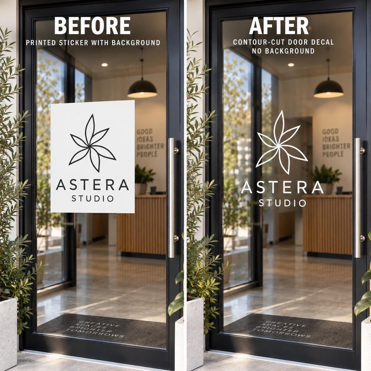 Custom Door Vinyl Sticker | Personalized Business Logo | No Background | Contour Cut Sign
