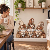 Coffee Gnome Wall Decal | Vinyl Kitchen Coffee Station Decor | Rustic Farmhouse Coffee Bar Wall Sticker | Cozy Cottage Kitchen Decor Art