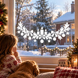 Christmas Window Decal | White Christmas Window Sticker | Candle Pine Bow Decor | Holiday Glass Decoration | Festive Winter Window Ornaments