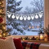 Christmas Garland Window Decal | Reindeer Ornament Window Sticker | Holiday Glass Decor | White Christmas Window Art | Festive Kitchen Decor