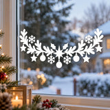 Christmas Garland Window Decal with Ornaments and Snowflakes | White Vinyl Wall Sticker | Scandinavian Winter Indoor Glass Window Decor
