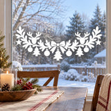 Christmas Reindeer Garland Window Decal | White Holiday Window Sticker | Winter Glass Decor | Scandinavian Style | Vinyl Christmas Decor