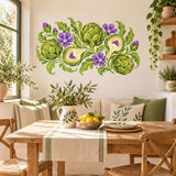 Artichoke Botanical Wall Decal | Colorful Vegetable Floral Kitchen Decor | Vinyl Garden Wall Sticker | Cottage Dining Room Decor Wall Art