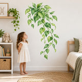 Watercolor Vine Wall Decal | Green Leaf Wall Sticker | Botanical Nursery Decor | Hanging Plant Vinyl Decor for Kids Room | Eco Solvent Ink