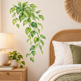 Watercolor Vine Wall Decal | Green Leaf Wall Sticker | Botanical Nursery Decor | Hanging Plant Vinyl Decor for Kids Room | Eco Solvent Ink