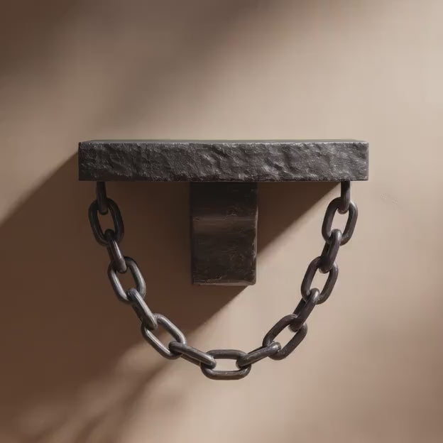 3D Printed Gothic Chain Wall Shelf | Dark Fantasy Ledge with Hanging Chain | Dungeon Style Home Decor for Entryway Shelf Accent Wall Decor