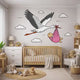 Stork Delivering Baby Girl | Nursery Wall Decal