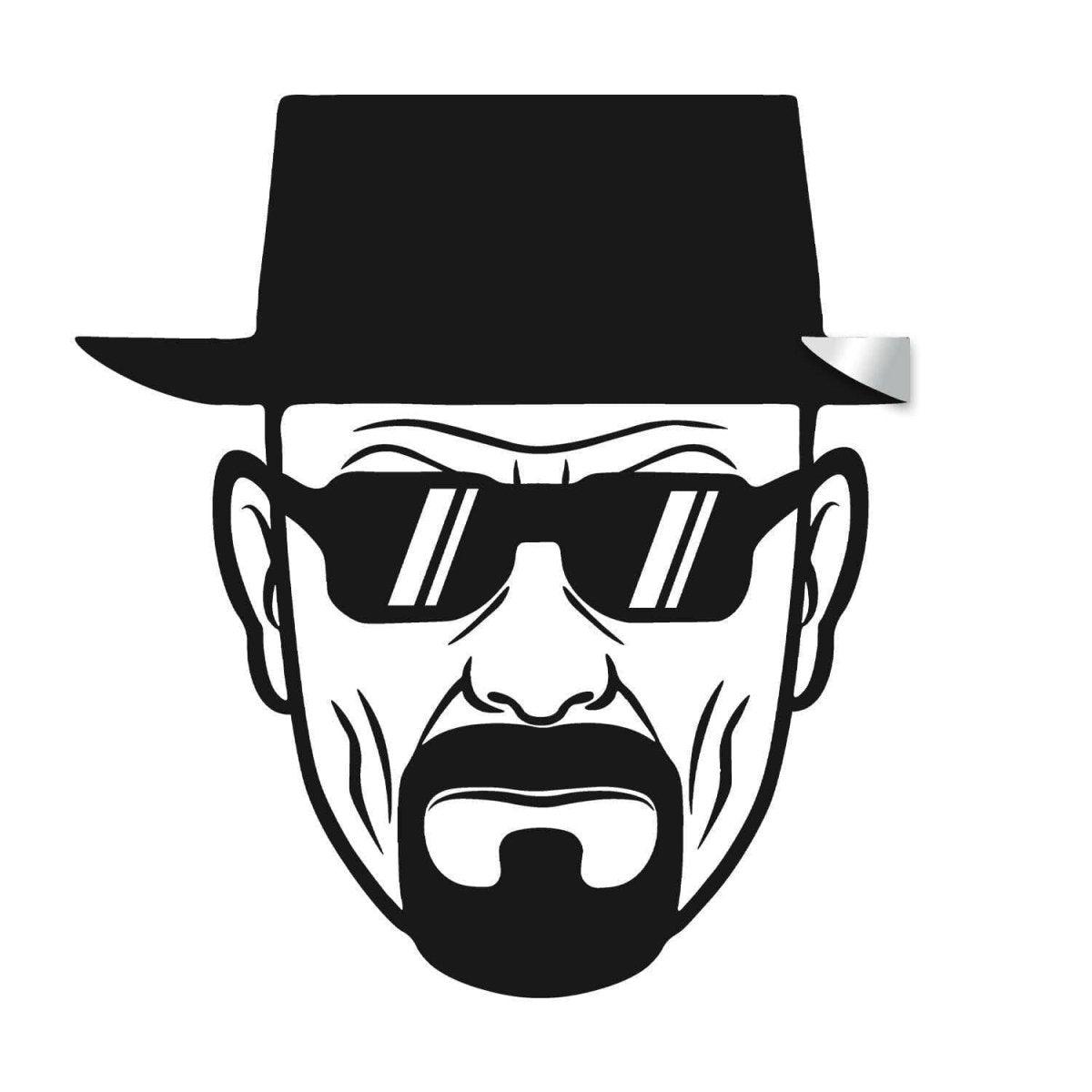 Breaking Bad Eisenberg vinyl sticker, humorous wall decal artwork featuring iconic character in black and white.