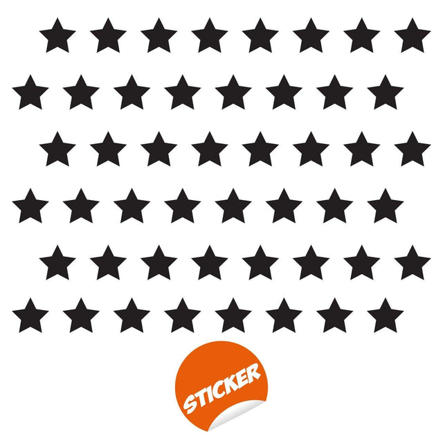 Forty separate star-shaped vinyl decals shown as a coordinated set.