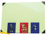 Light drawing board for kids featuring glow-in-the-dark design and colorful character stencils.